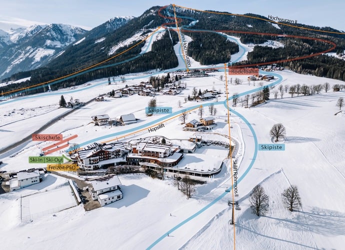 Is the Schwaigerhof located directly on the ski slopes?